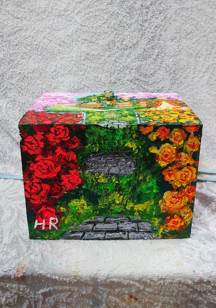 油絵 絵画 春の桜ボックス