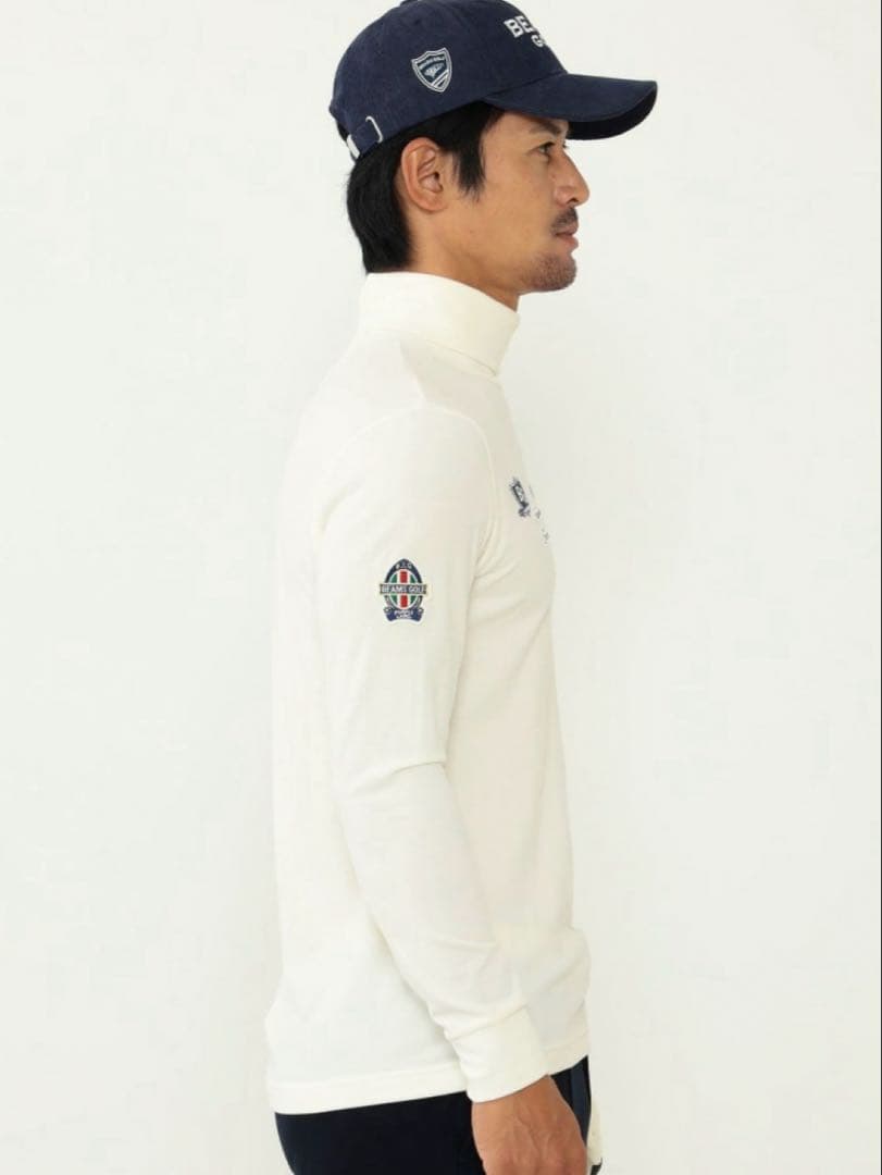 今期　BEAMS GOLF タートルネック　モックネック　ロゴ　パープルラベルL
