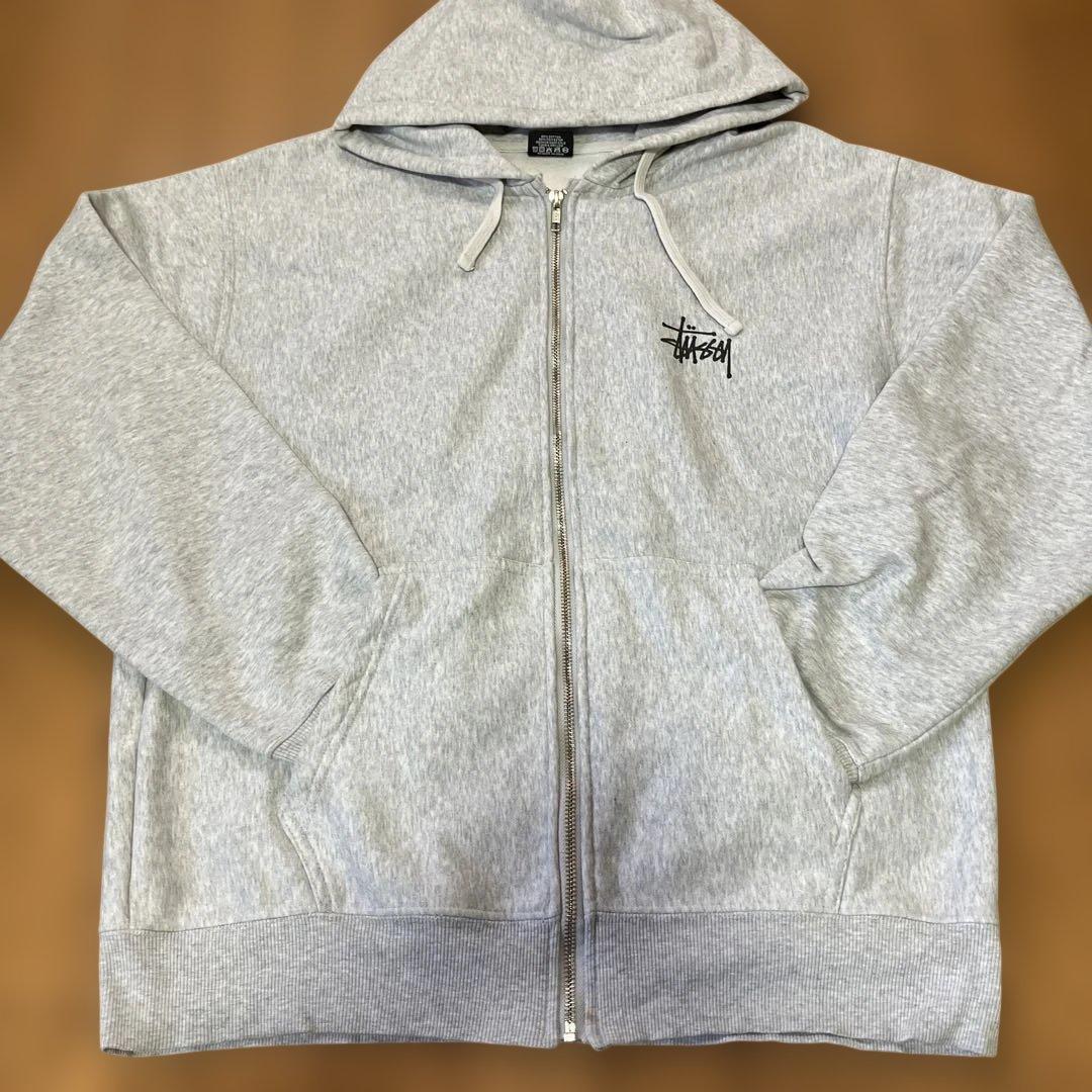 【正規品】stussy グレー パーカー フード付き　old stussy