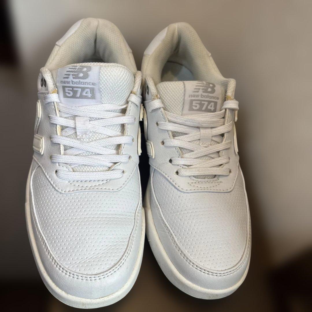 美品　NEW BALANCE 574 ホワイト ゴルフシューズ　24.0CM