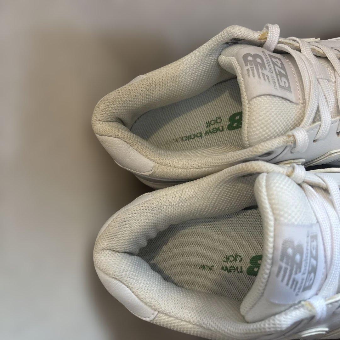 美品　NEW BALANCE 574 ホワイト ゴルフシューズ　24.0CM