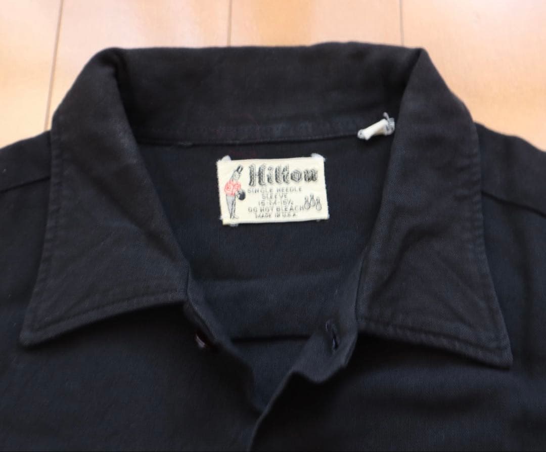 60s Hilton ヒルトン ビンテージ ボウリングシャツ 黒 USA製 M