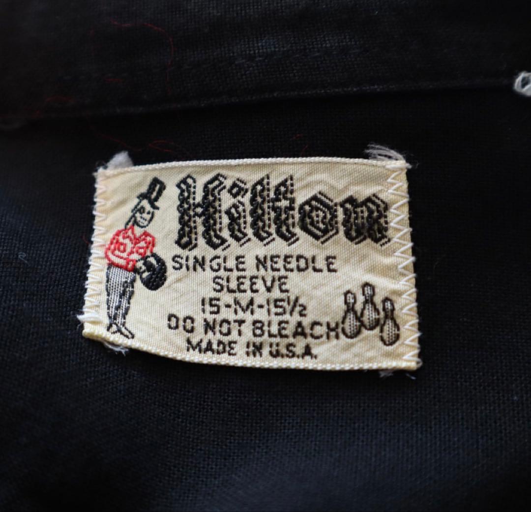 60s Hilton ヒルトン ビンテージ ボウリングシャツ 黒 USA製 M