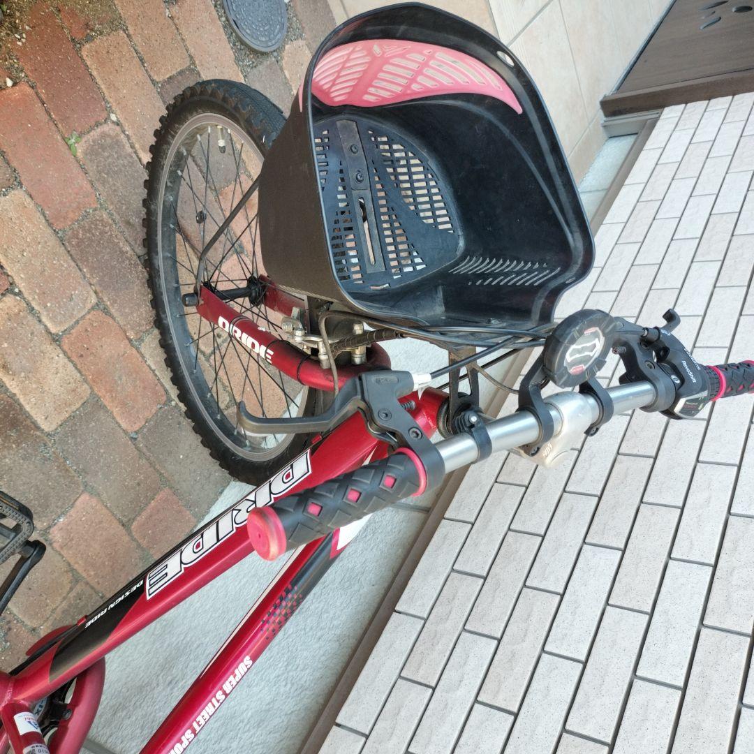 【引取限定】22インチ キッズマウンテンバイク 赤 フロントバスケット付き