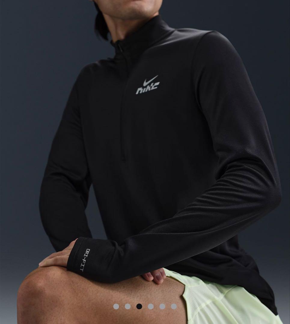 NIKEナイキ　ランニングウェア　長袖　ハーフジップアップシャツ　黒　XL 新品
