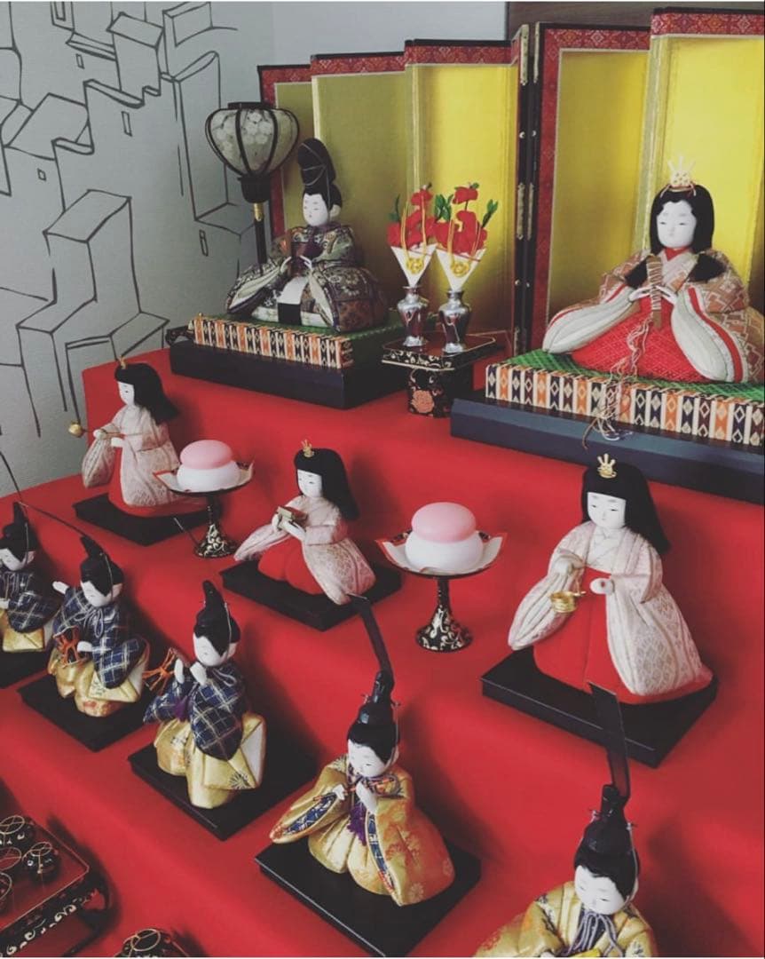 【中古美品　送料込合計¥66000】　木目込み雛人形　7段飾り　雛祭り　④