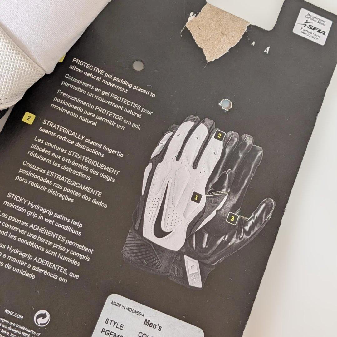 NIKE アメフトグローブ ホワイト2XL保護ジェルパッド クッション性グリップ