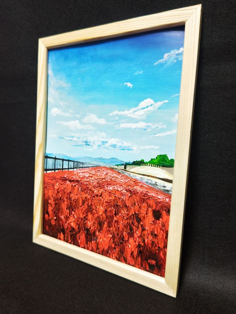油絵 絵画 【海の紅葉】