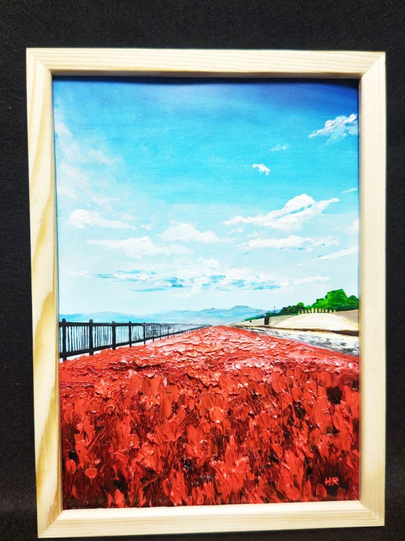 油絵 絵画 【海の紅葉】