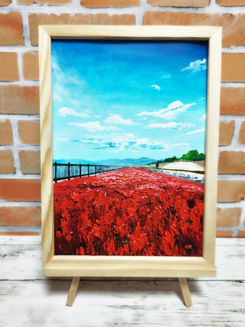 油絵 絵画 【海の紅葉】