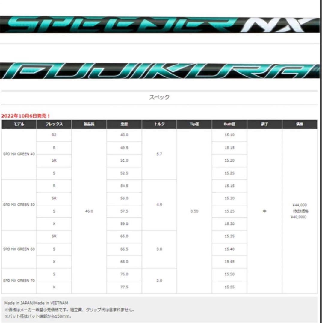 【新品】スピーダーNXグリーン　日本正規品　カスタムシャフト