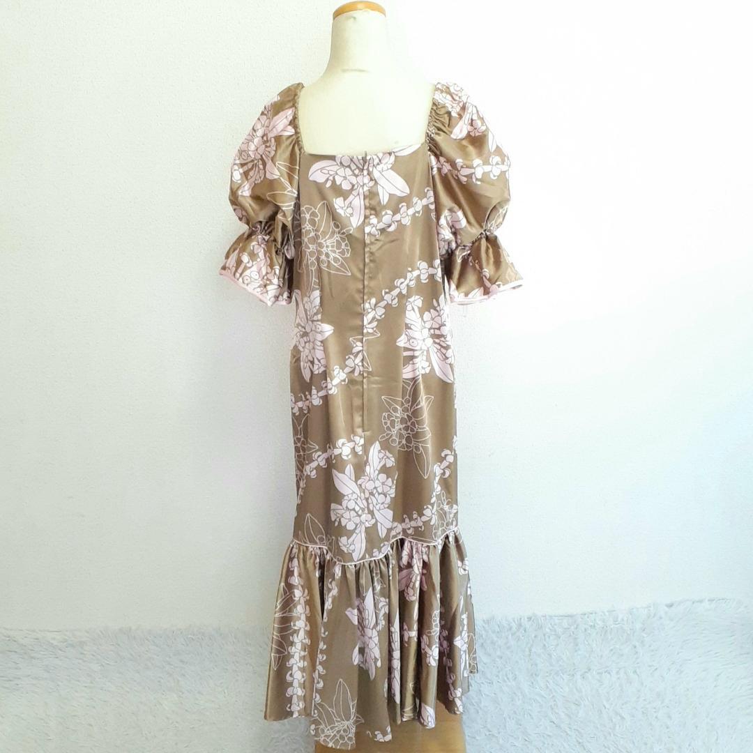 美品◎メネフネプランテーション フラダンス用ドレス ピンク 桃 ベージュ 白茶