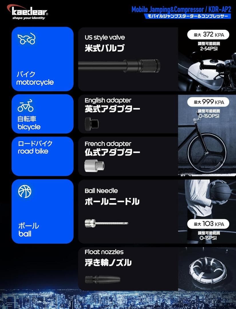 バイク ジャンプスターター 空気入れ バイク用 エアポンプ エンジン始動 電動