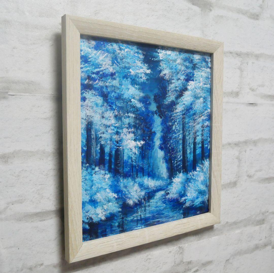 油絵 油彩 油彩画 絵 絵画【冬の森の川】