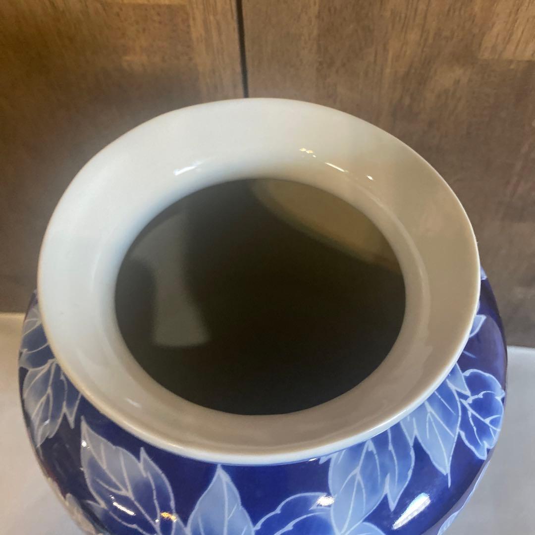 壷・花瓶/有田焼 若山作 花器有田焼/ローケツ牡丹/箱付 フラワーベース 花瓶