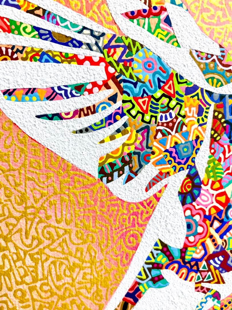 原画　ハチドリ　動物画　絵画　アクリル画　現代アート　細密画　手描き　一点物