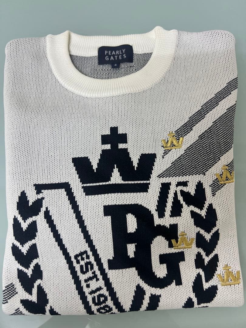 新品★人気★PEARLY GATES 白　４　ニットセーター