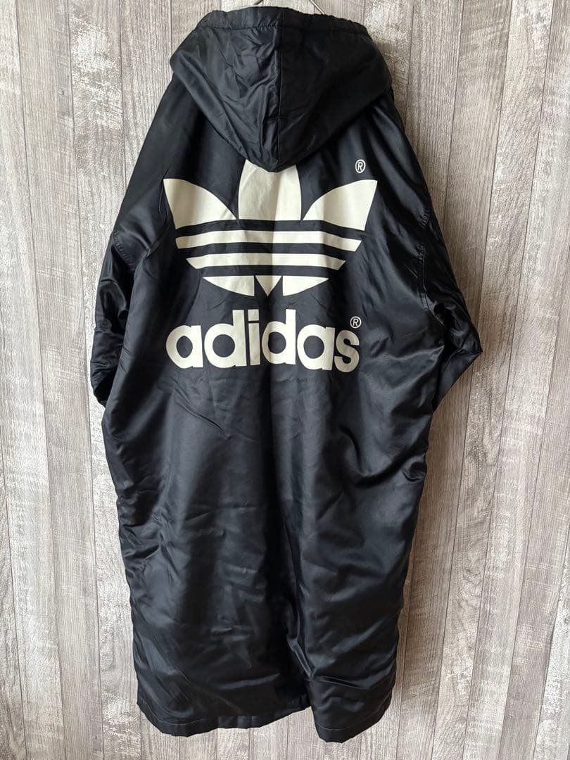 アディダス　adidas ベンチコート　ロングコート　ヴィンテージ　ブラック