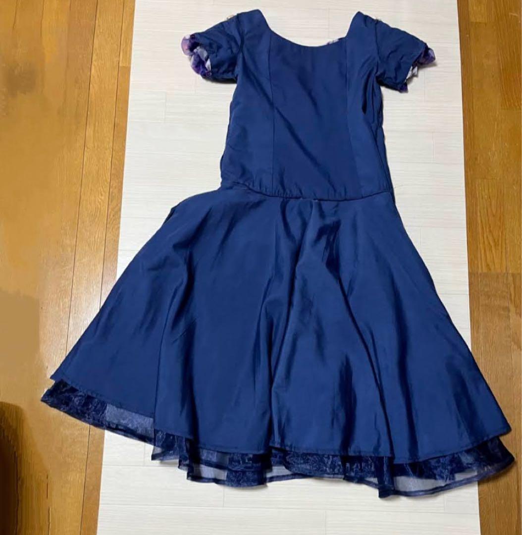 極美品フラダンス用ドレス 紫とブルーの豪華オーガンジードレス