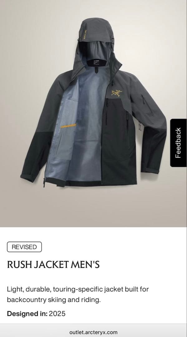 ARC'TERYX Rush Jacket MEN'S Mサイズ