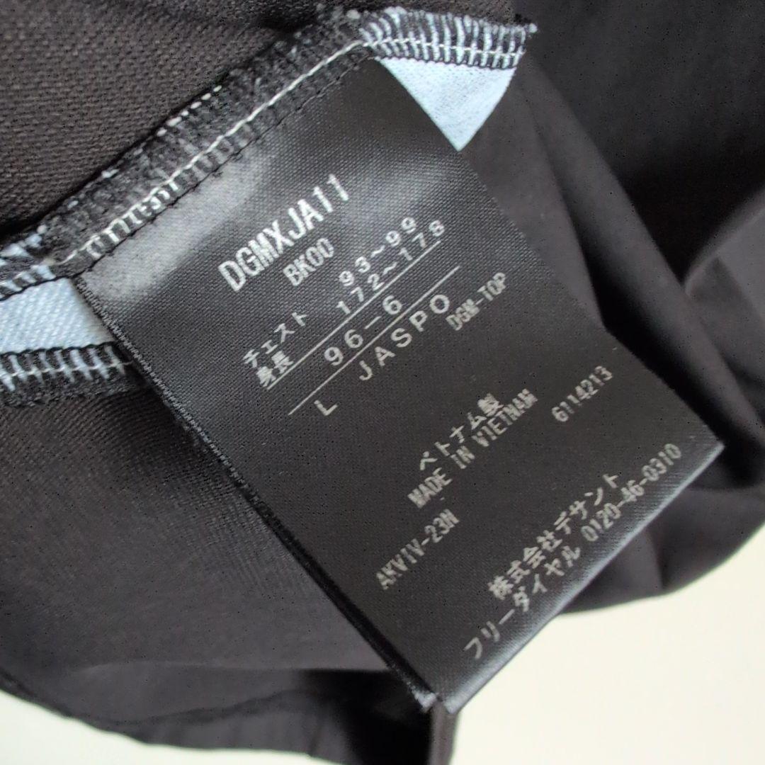 【極美品】デサントゴルフ　モックネック半袖　サイド迷彩柄　エンブレムロゴ　黒