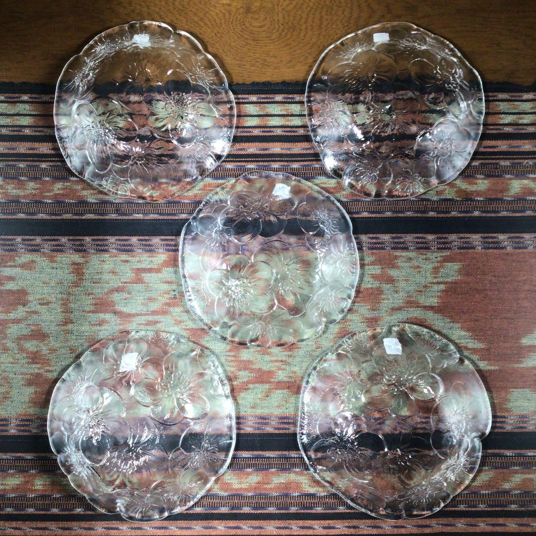 『冬うー特価』　SASAKI GLASS フルレッドクリスタル　深い　中皿　5枚
