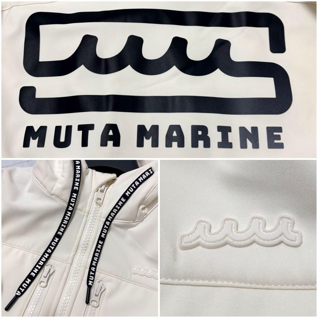美品⭐️ムータマリン 3LAYER ボンディングパーカー デカロゴ 白 L相当