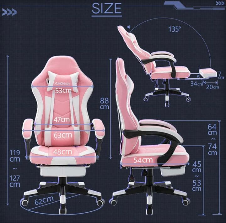 【新品未使用】ゲーミングチェア オットマン付き オフィスチェア