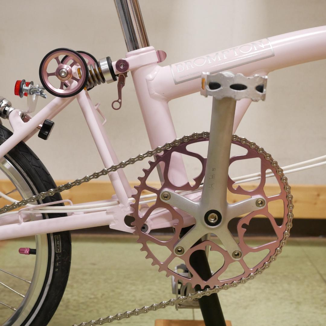 BROMPTON 外装5速　　フルカスタマイズ　レトロ　桜ピンク