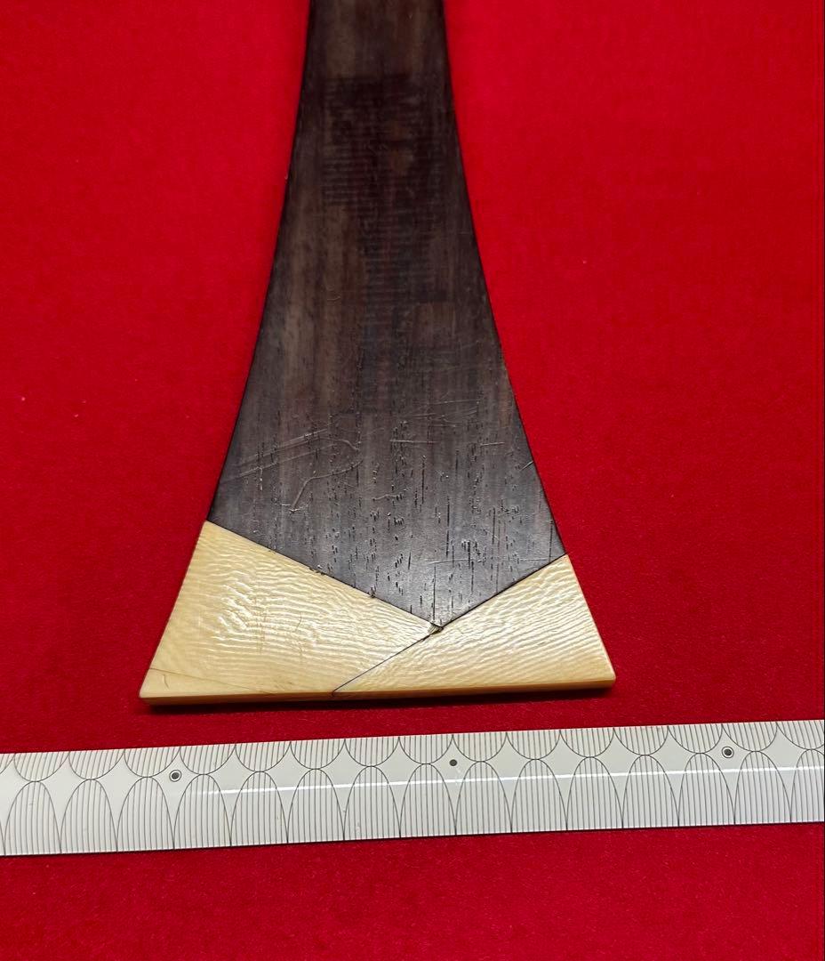 義太夫三線撥49 黒檀と天然素材 約24.4cm 259g 開き8.7