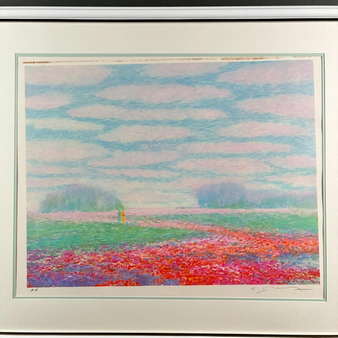 クロード・マヌキャン「花畑Ⅰ」リトグラフ 直筆サイン入り フランスの画家