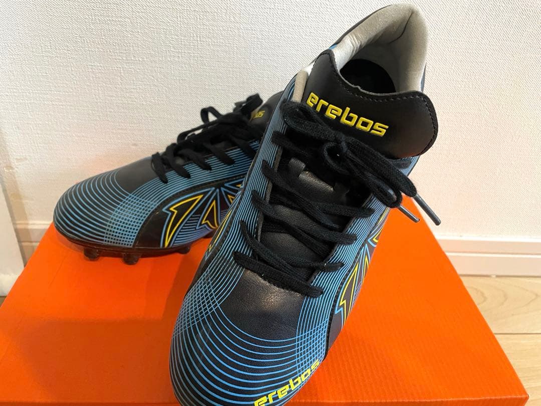 【美品】erebos サッカーシューズ スパイク 青黒 26.5cm