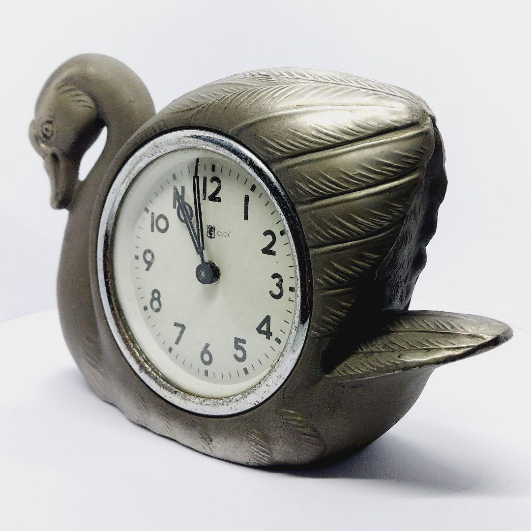 TOYO CLOCK 東洋クロック ゼンマイ式 置時計 アンティーク 白鳥
