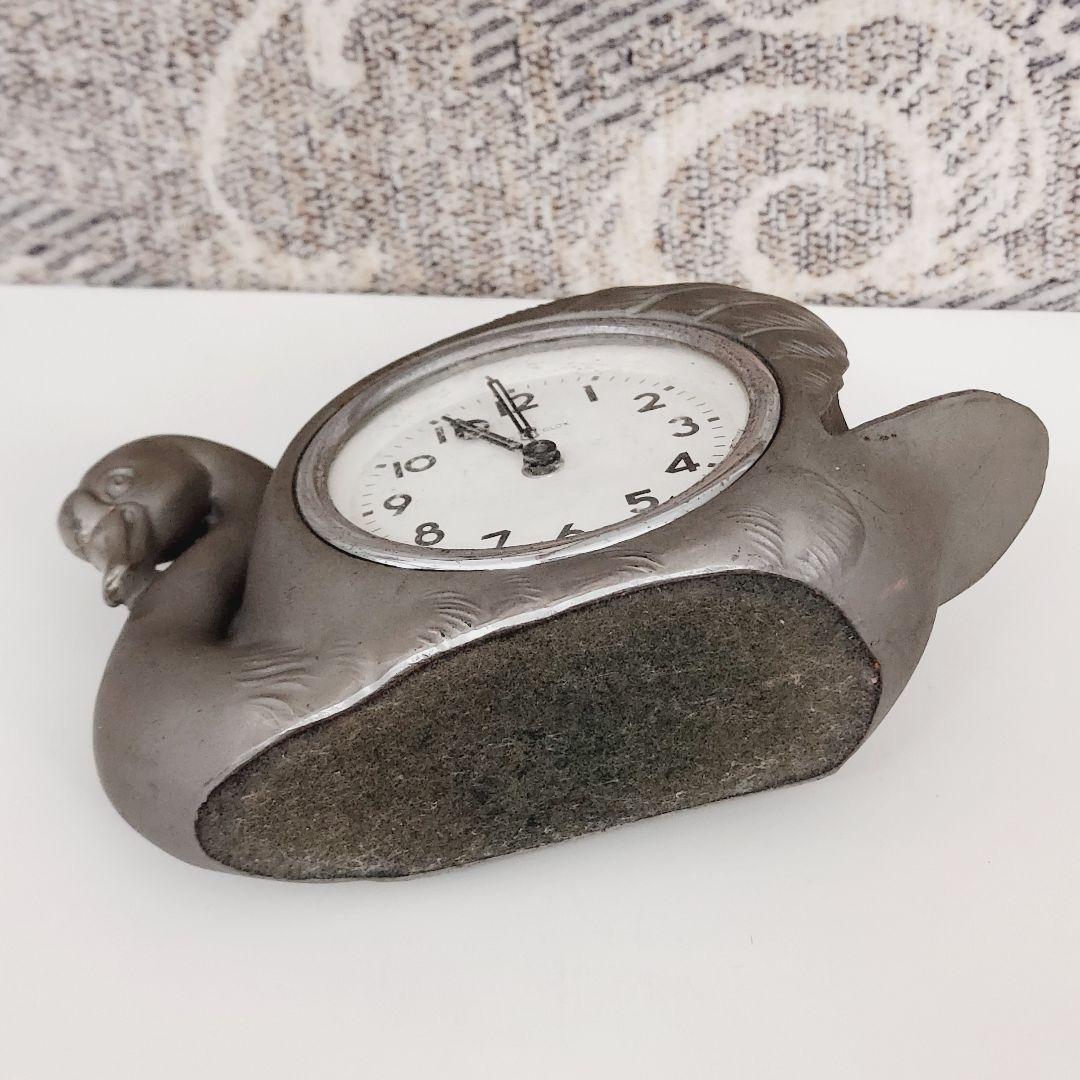 TOYO CLOCK 東洋クロック ゼンマイ式 置時計 アンティーク 白鳥