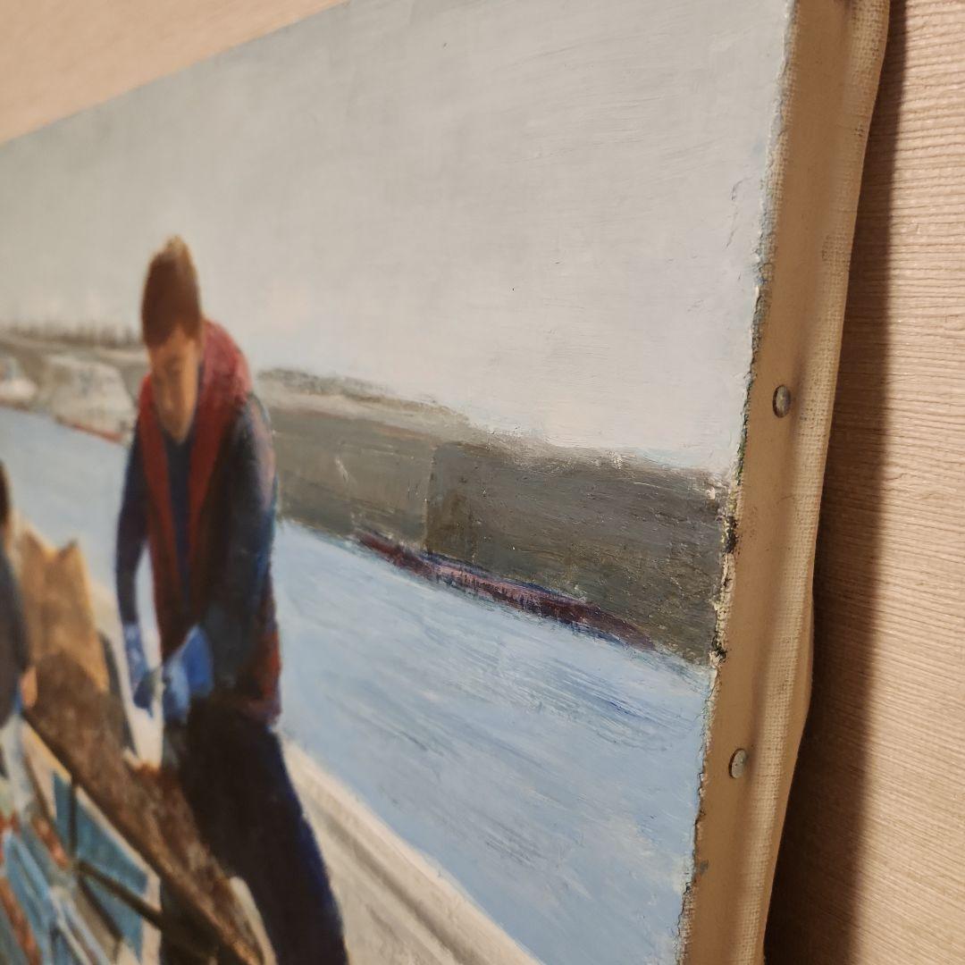 #1394「室津港にて」　P15号、油彩画、風景画、原画