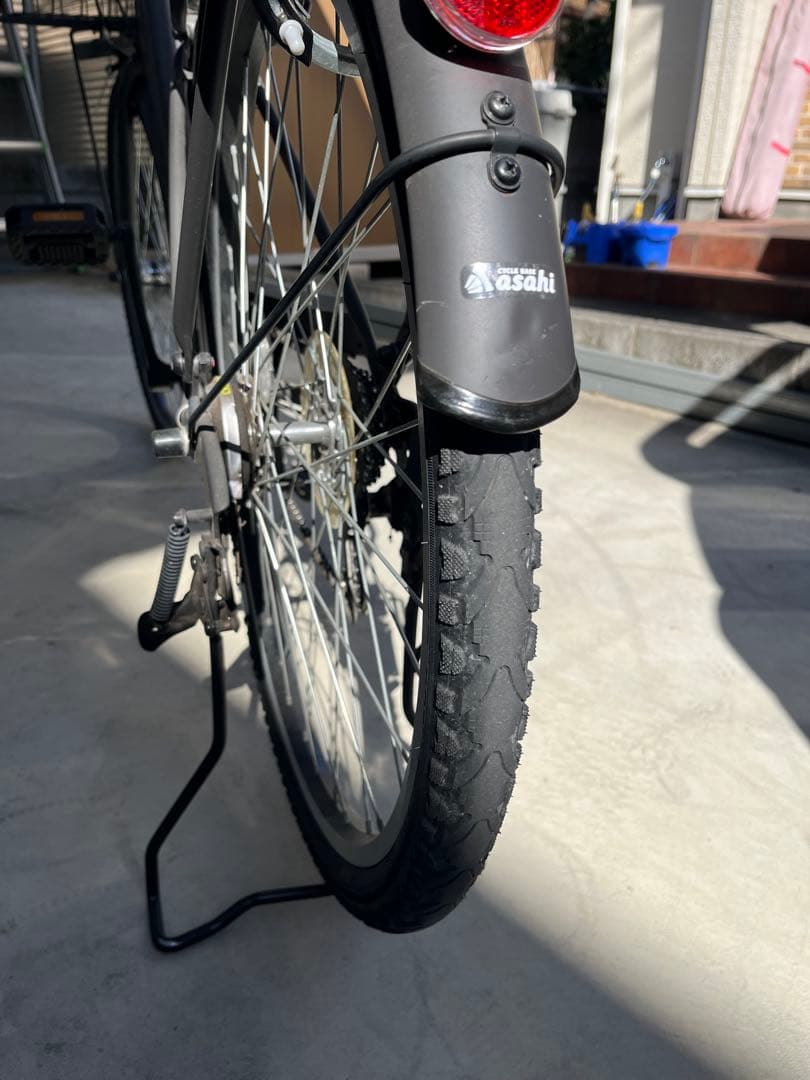 BOLDLINE シティサイクル グレー 前面バスケット付き26インチ自転車