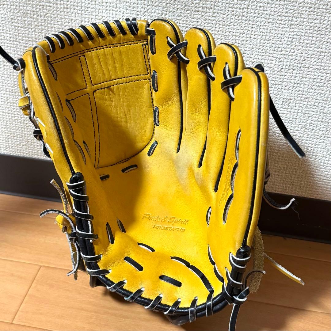 美品 ZETTプロステイタス 軟式用グローブ 藤浪晋太郎モデル イエロー