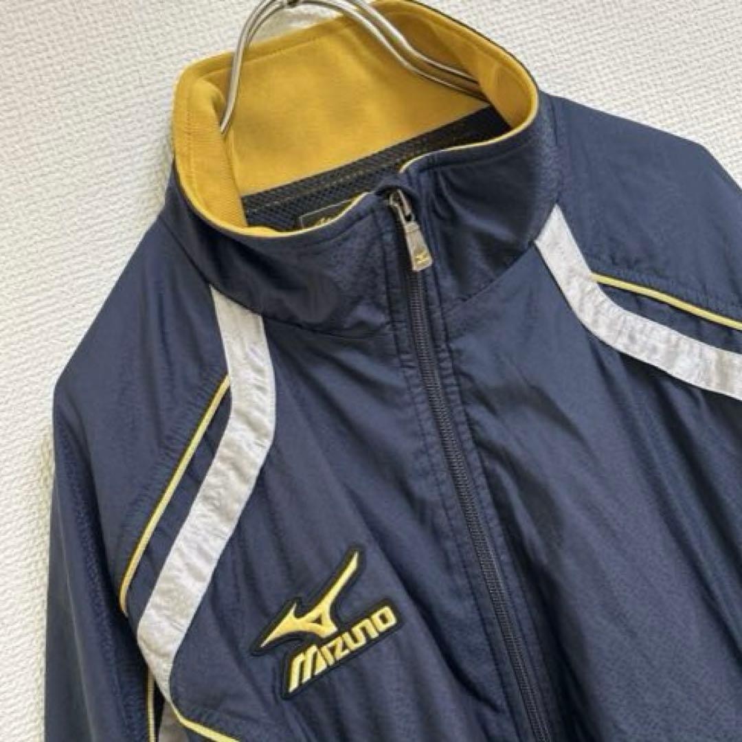 ミズノプロ ウィンドブレーカー　Lナイロン ジャケット 紺　野球　ウォームアップ