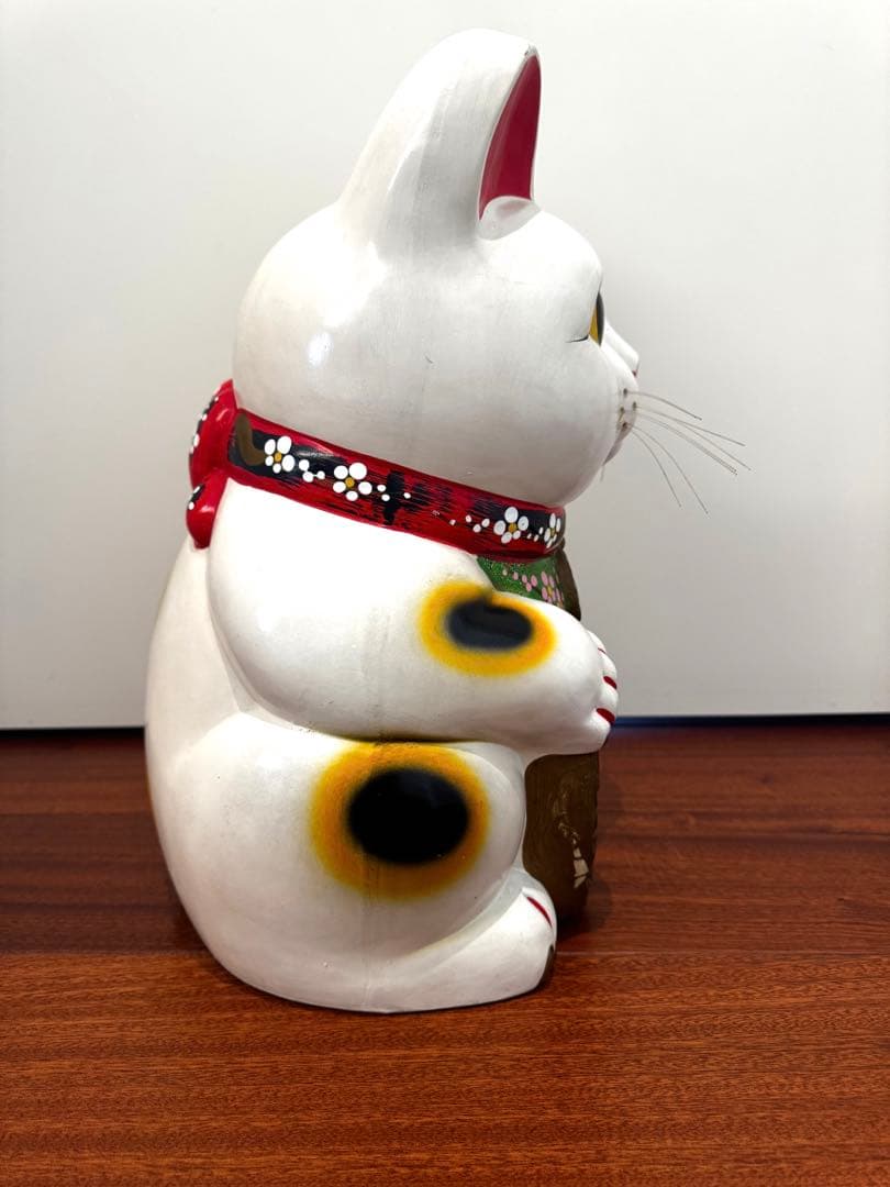 【特大 】招き猫 左手上げ 三毛猫 貯金箱 約43cm レトロ 昭和レトロ