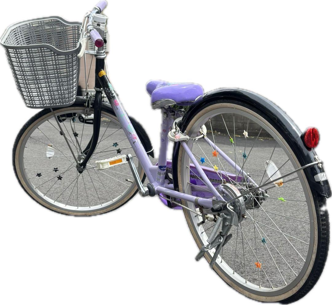 紫色 子供用自転車 前面バスケット付き