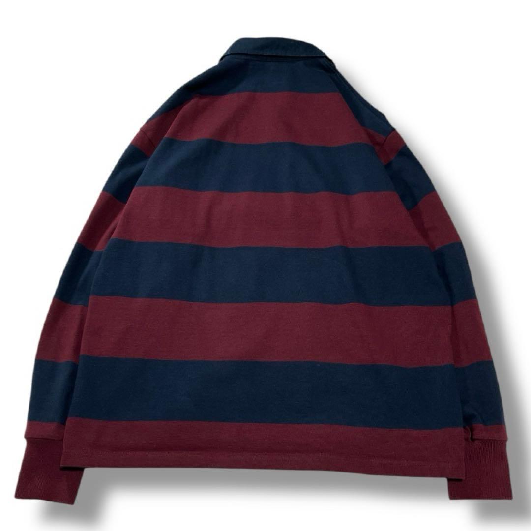 美品canterbury カンタベリー ラガーシャツ ボーダー ロゴ刺繍 3L