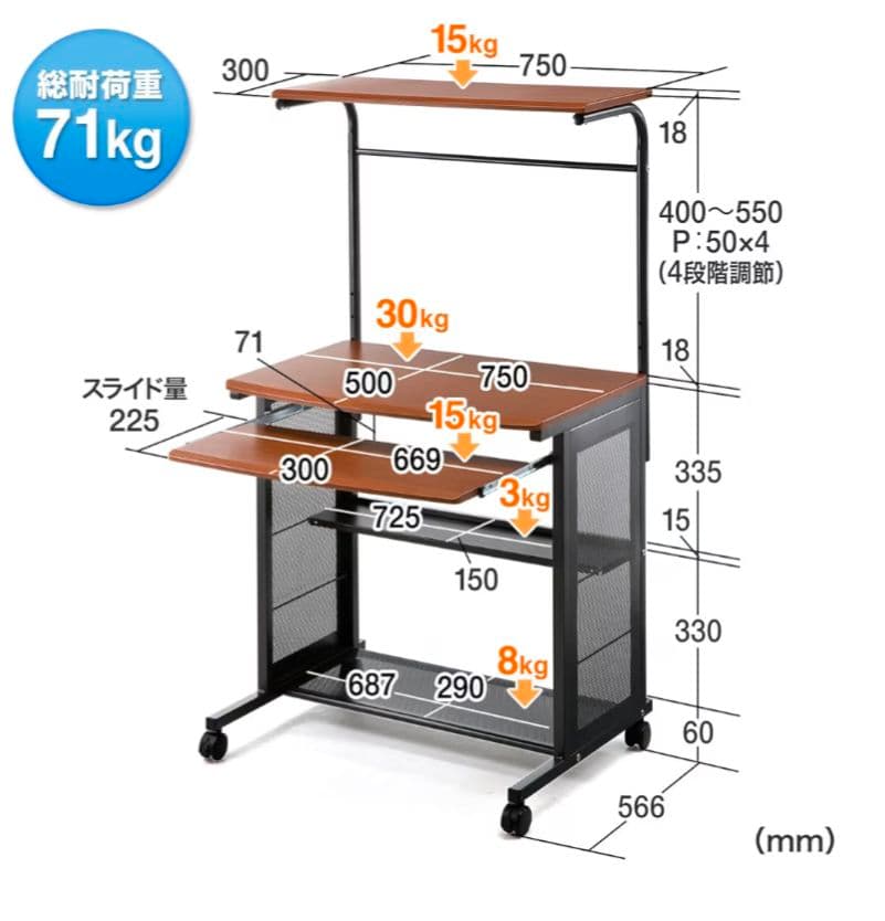 格安出品　スリムパソコンデスク 幅75cm