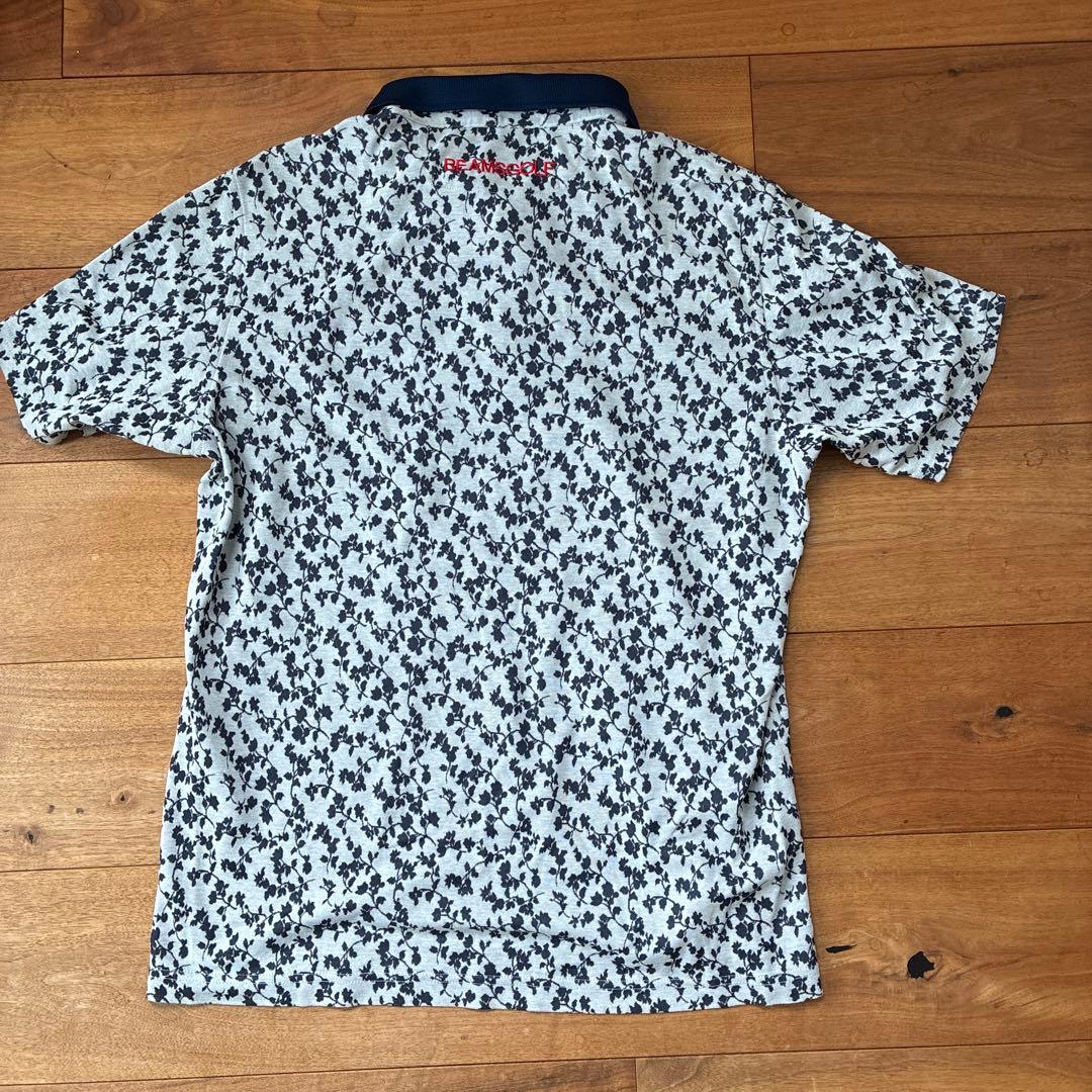 美品 BEAMS GOLF 総柄ポロシャツ 花柄Lサイズ 日本製 ゴルフウェア.