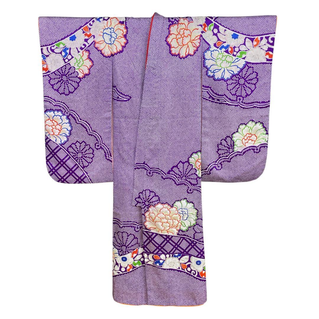 ◎mk-3097　七五三　女の子　着物・襦袢セット　7歳　銀駒刺繍　　1-26