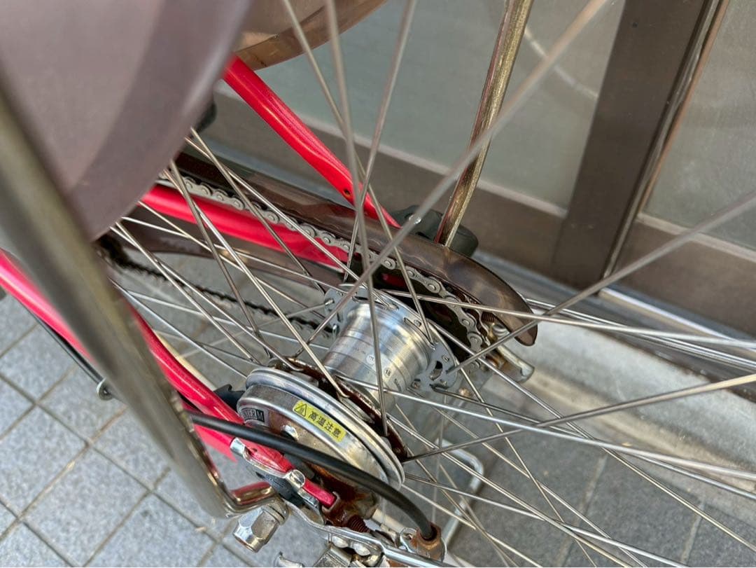中古電動自転車 パナソニック ビビDX 26インチ　レッド 横浜№3564