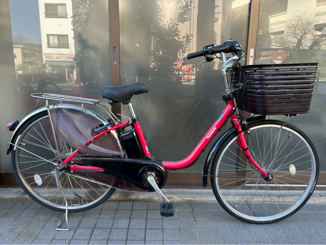 中古電動自転車 パナソニック ビビDX 26インチ　レッド 横浜№3564