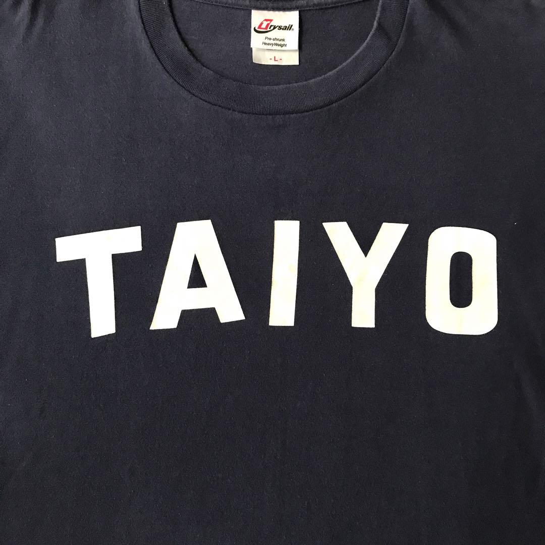 横浜大洋ホエールズ TAIYO ユニフォーム柄 Tシャツ L 紺 ネイビー