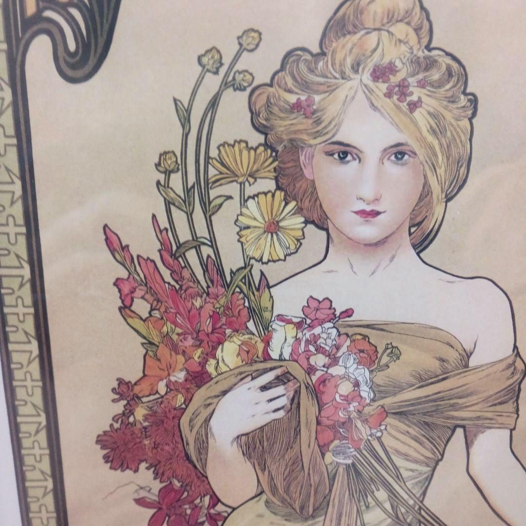 額装 ミュシャ リトグラフ 春✨未使用品✨ 90×50cm