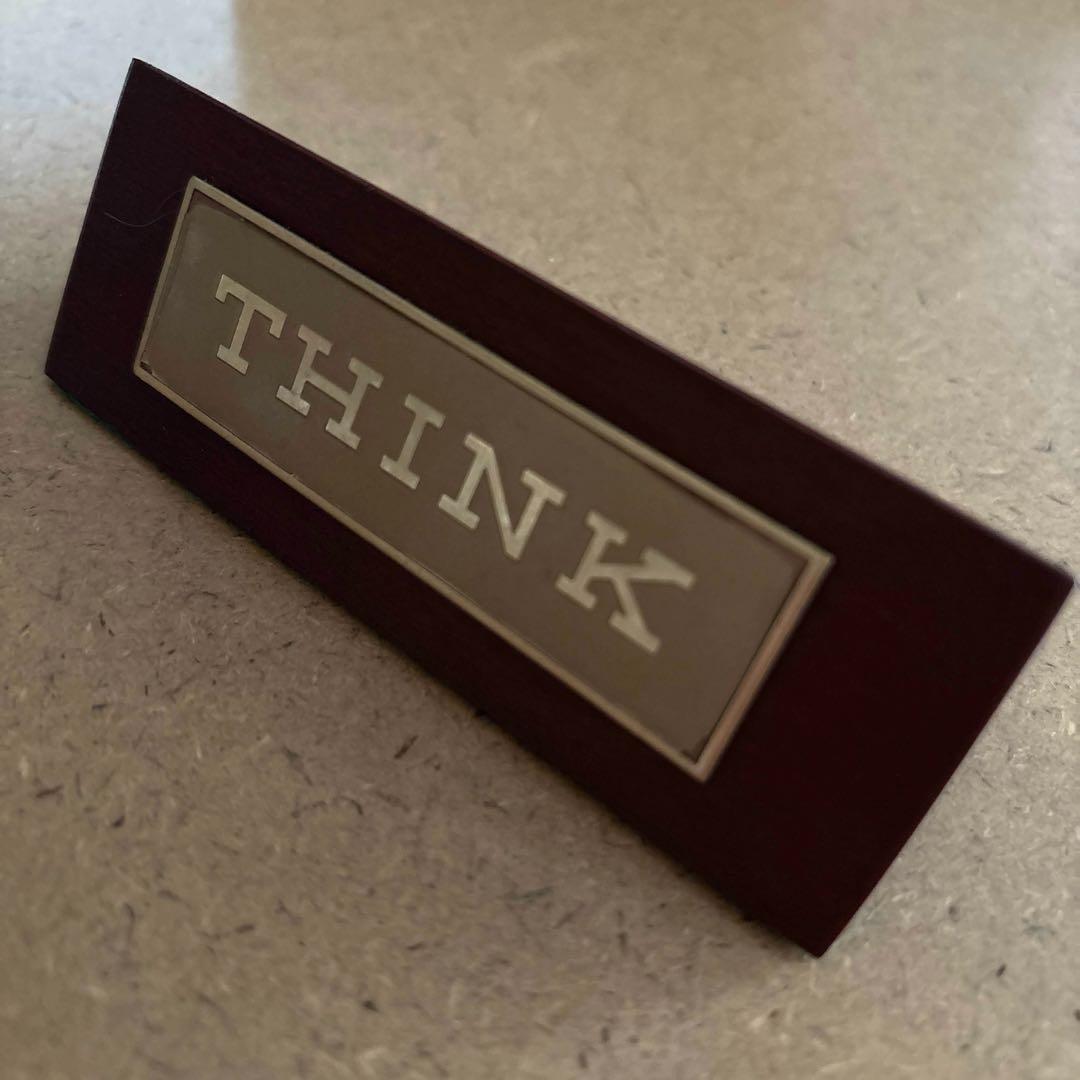 IBM THINK プレート ノベルティ 木製 文鎮