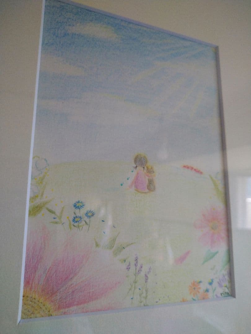 色鉛筆画　原画　一点物　額縁付き　【天国へ】